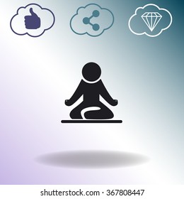 Yoga figure sitting vector icon. Lotus posture