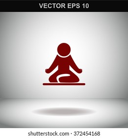 Yoga figure sitting vector icon. Lotus posture