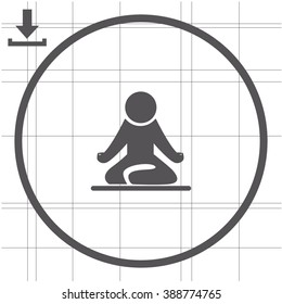 Yoga figure sitting vector icon. Lotus posture