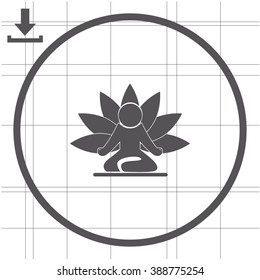 Yoga figure sitting vector icon. Lotus posture