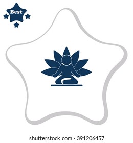 Yoga figure sitting vector icon. Lotus posture