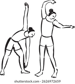 Yoga figures, hand drawn doodles.