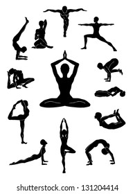 Yoga figures isolated