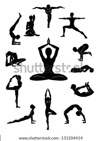 Yoga figures isolated