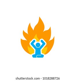 Yoga Fire Logo Icon Design