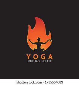 yoga fire logo icon design template