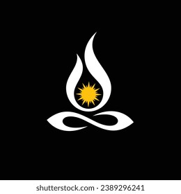 yoga and fire logo, sun logo