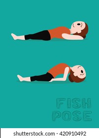 Yoga Fish Pose Cartoon Vector Illustration