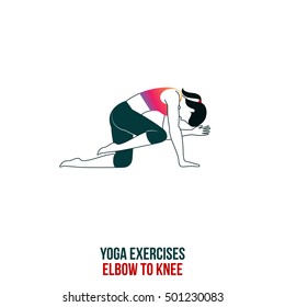 Yoga, Fitness, Aerobic and exercise in gym. Vector set of workout icons in flat style isolated on white background.