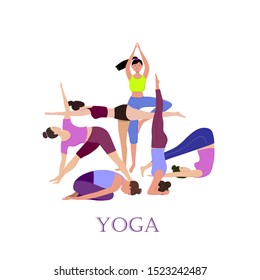 Yoga Fitness Concept.Yoga class.Yoga studio. Vector illustration.

  