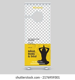Yoga Fitness Door Hanger Design Template. Yoga Club Hangers Design for Branding
