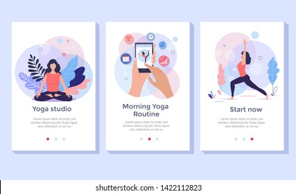 Yoga, fitness and healthy lifestyle concept illustration, woman meditating in lotus pose, perfect for banner, mobile app, landing page