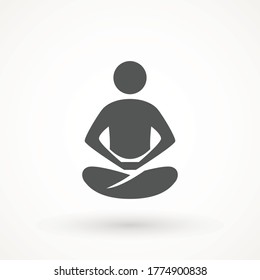 Yoga Fitness Icon. Meditation or meditate flat vector icon. Lotus position simple pictogram. Yoga pose logo Relaxation Flat Design Isolated Illustration