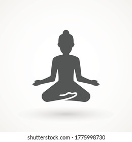 Yoga Fitness Icon. Meditation or meditate flat vector icon. Lotus position simple pictogram. Yoga pose logo Relaxation Flat Design Isolated Illustration