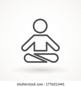Yoga Fitness Icon. Meditation or meditate flat vector icon. Lotus position simple pictogram. Yoga pose logo Relaxation Flat Design Isolated Illustration