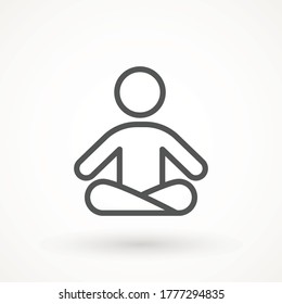 Yoga Fitness Icon. Meditation Or Meditate Flat Vector Icon. Lotus Position Simple Pictogram. Yoga Pose Logo Relaxation Flat Design Isolated Illustration