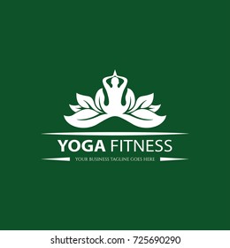 Yoga fitness logo design template. Vector illustration