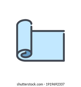 Yoga and Fitness mat roll color line icon. Exercise mat vector outline colorful sign.