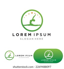 Yoga fitness people logo icon design template