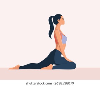 Yoga fitness vector flat design on a solid color background