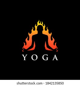 Yoga flames Icon Logo, Design element for logo, poster, card, banner, emblem, t shirt. Vector illustration