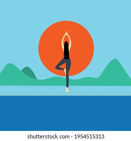 yoga flat vector design concept.