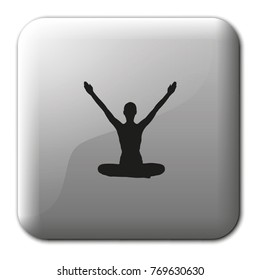 Yoga flat vector icon. Human meditating silhouette.