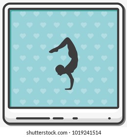 Yoga flat vector icon. Meditation pose silhouette. Woman handstand illustration.