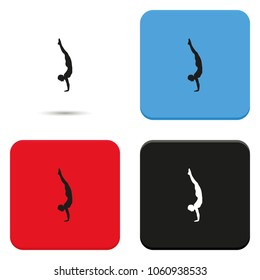 Yoga flat vector icon. Meditation pose silhouette. Person handstand illustration.