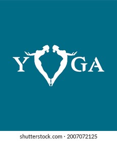 yoga and flower graphic design vector art