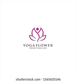 Yoga Flower Logo Design Template