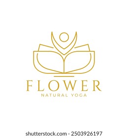 yoga flower logo  luxury  beautiful  spa  massage  relax  vector icon symbol minimalist design