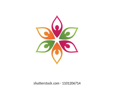 Yoga flowers design logo Template icon