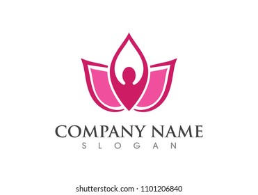 Yoga flowers design logo Template icon