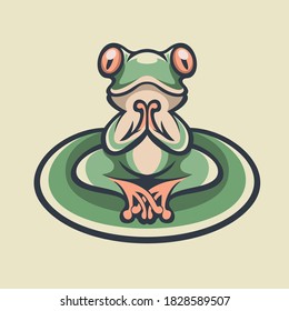 Yoga Frog Mascot Illustration Vector 