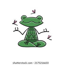 Yoga frog meditate in lotus pose  Isolated white background  Cartoon for your design