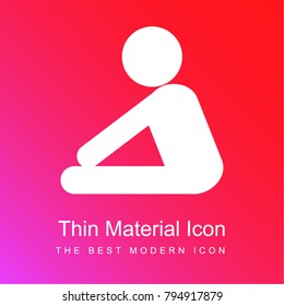 Yoga frontal flexion posture silhouette of side view red and pink gradient material white icon minimal design