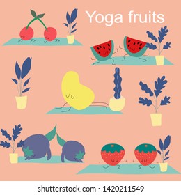 Yoga fruits vector set. Perfect to use on the web or in print design
