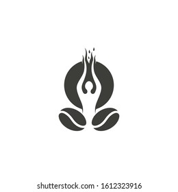 Yoga full of energy and coffee vector logo