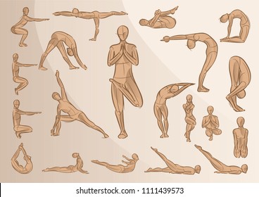 Yoga Gesture Icon Illustration in Sketch style in vector Illustration.