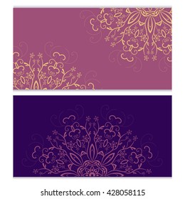 Yoga gift certificate. Vector template with mandala