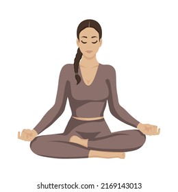 Yoga girl with braid in lotus pose