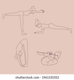 Yoga girl line art illustration design of vector.