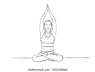 yoga girl line drawing