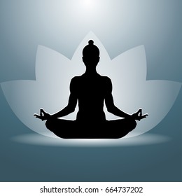 Yoga. A girl a in lotus pose. lotus position silhouette. Illustration vector