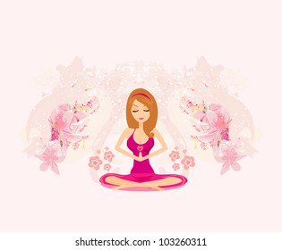 Yoga girl in lotus position