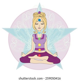 Yoga girl in lotus position 