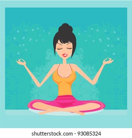 Yoga girl in lotus position