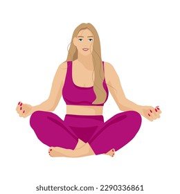 Yoga girl in lotus position, vector illustration