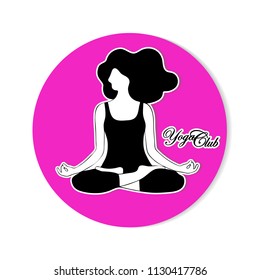 Yoga Girl in lotus position. Young woman meditating, flat design.Vector  illustration